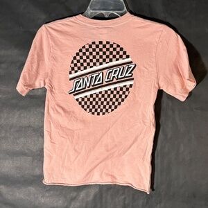 Vintage Original Santa Cruz Skateboards Pink Checkerboard Short Sleeve T Shirt